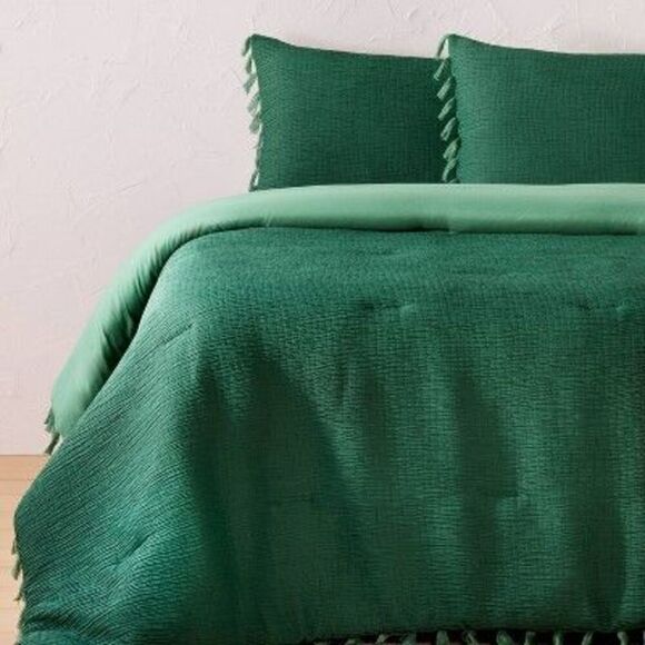 Opalhouse Jungalow Comforter Set Bohemian Fringe,  Teal/Aqua - Picture 1 of 3